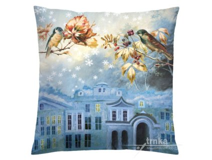 Povlak na polštář 40 x 40 cm - Zimní zpěv nad městem