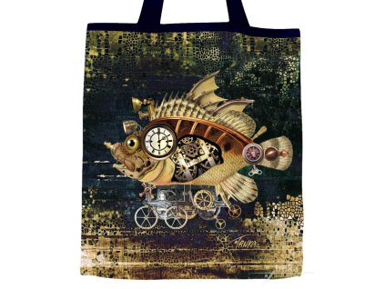 Plátěná taška Mechanická ryba Steampunk