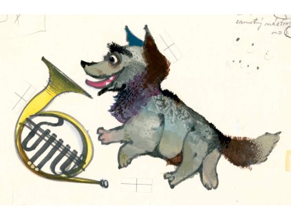 Jiří Trnka Ilustrace Originály Pes s trumpetou