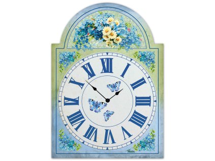 Selské dřevěné hodiny pomnenky a sedmikrasky