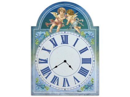 Selské dřevěné hodiny andílci