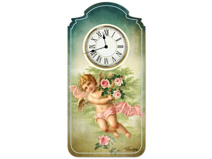 Nástěnné andělské hodiny originální anděl růže