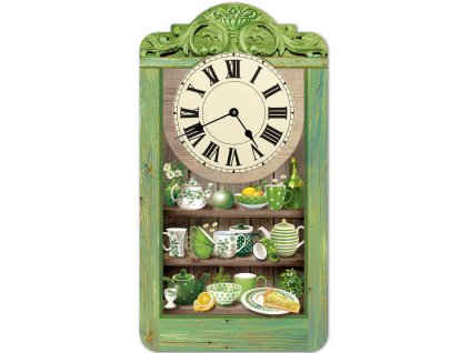 Nástěnné hodiny originální zelené bylinky