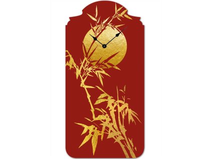 Nástěnné hodiny originální japonske bambus červený