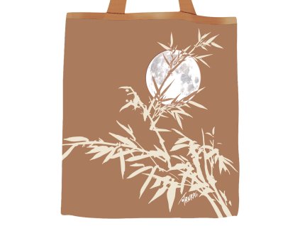 Plátěná nákupní taška bambus za úplňku v kávové 2