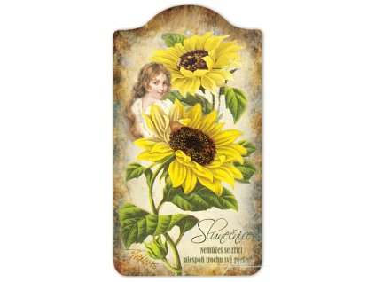 Květomluva, Slunečnice, dřevěný obrázek