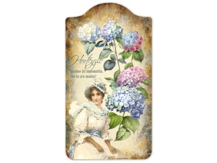Květomluva, Hortenzie, dřevěný obrázek
