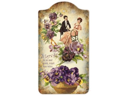 Květomluva, Maceška, dřevěný obrázek