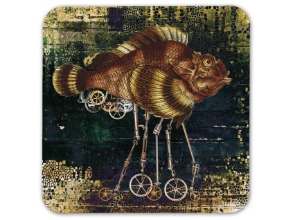 Podložka pod hrnek - Kráčející ryba, Steampunk