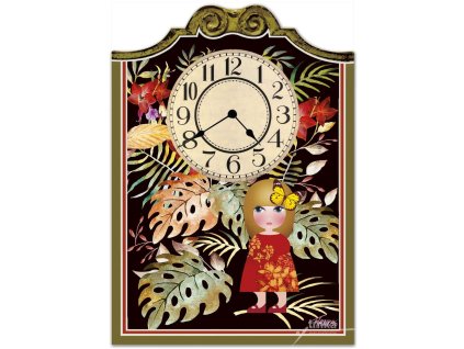 Velké nástěnné dřevěné hodiny - Podzimní Malvína