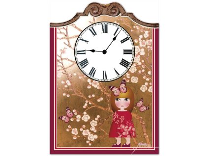 Velké nástěnné dřevěné hodiny - Třešňová Malvína