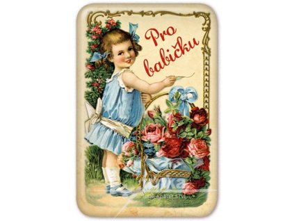 Magnet Pro babičku, holčička v modrém 40 x 60 mm/NB