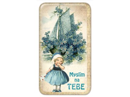 Magnet Myslím na Tebe, modrá holčička 50 x 90 mm/NB