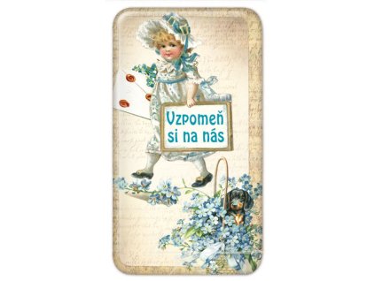 Zrcátko Vzpomeň si na nás, holčička nese tabulku 50 x 90 mm/NB