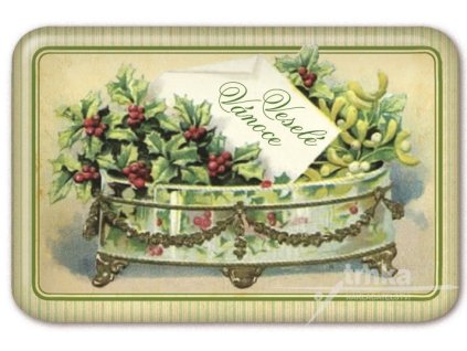 Magnet Vánoční nádoba, Veselé Vánoce 40 x 60 mm/NB