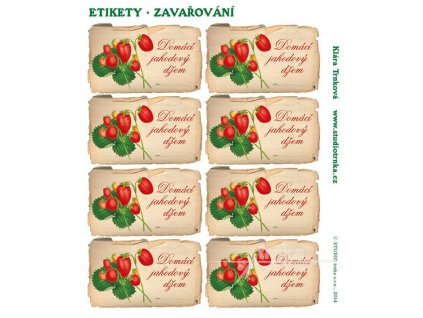 Samolepící etikety zavařování jahodový džem