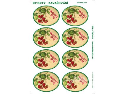 Samolepicí etikety zavařování malinový sirup