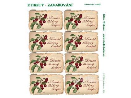 Samolepící etikety zavařování třešňový kompot