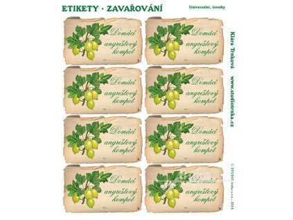 Samolepící etikety zavařování angreštový kompot
