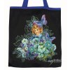 Plátěná nákupní taška Dívka s motýly v modrém