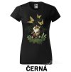 Černé Tričko dámské Kocour s motýly