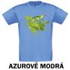 Azurově modré Tričko dětské KR Chameleon zelený