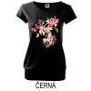Černé Dámské tričko volný střih Rozkvetlé orchideje