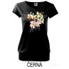 Černé Dámské tričko volný střih Tajemství orchidejí
