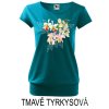 Tmavě tyrkysové Dámské tričko volný střih Tajemství orchidejí