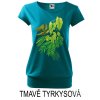 Tmavě tyrkysové Dámské tričko volný střih Kapka rosy pro kolibříka