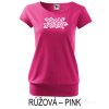Růžové pink Dámské tričko volný střih Krajkové růže