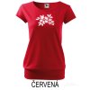 Červené Dámské tričko volný střih Květinová brož