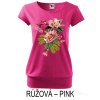 Růžové pink Dámské tričko volný střih Rozkvetlá zahrada