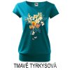 Tmavě tyrkysové Dámské tričko volný střih Lilie jsou krásné