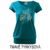 Tmavě tyrkysové Dámské tričko volný střih Lesní zákoutí v modré