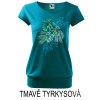 Tmavě tyrkysové Dámské tričko volný střih Monstera nejen v pokoji