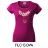 Fuchsiové Dámské tričko hlubší výstřih Motýlí náhrdelník