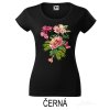 Černé Dámské tričko hlubší výstřih Rozkvetlá zahrada
