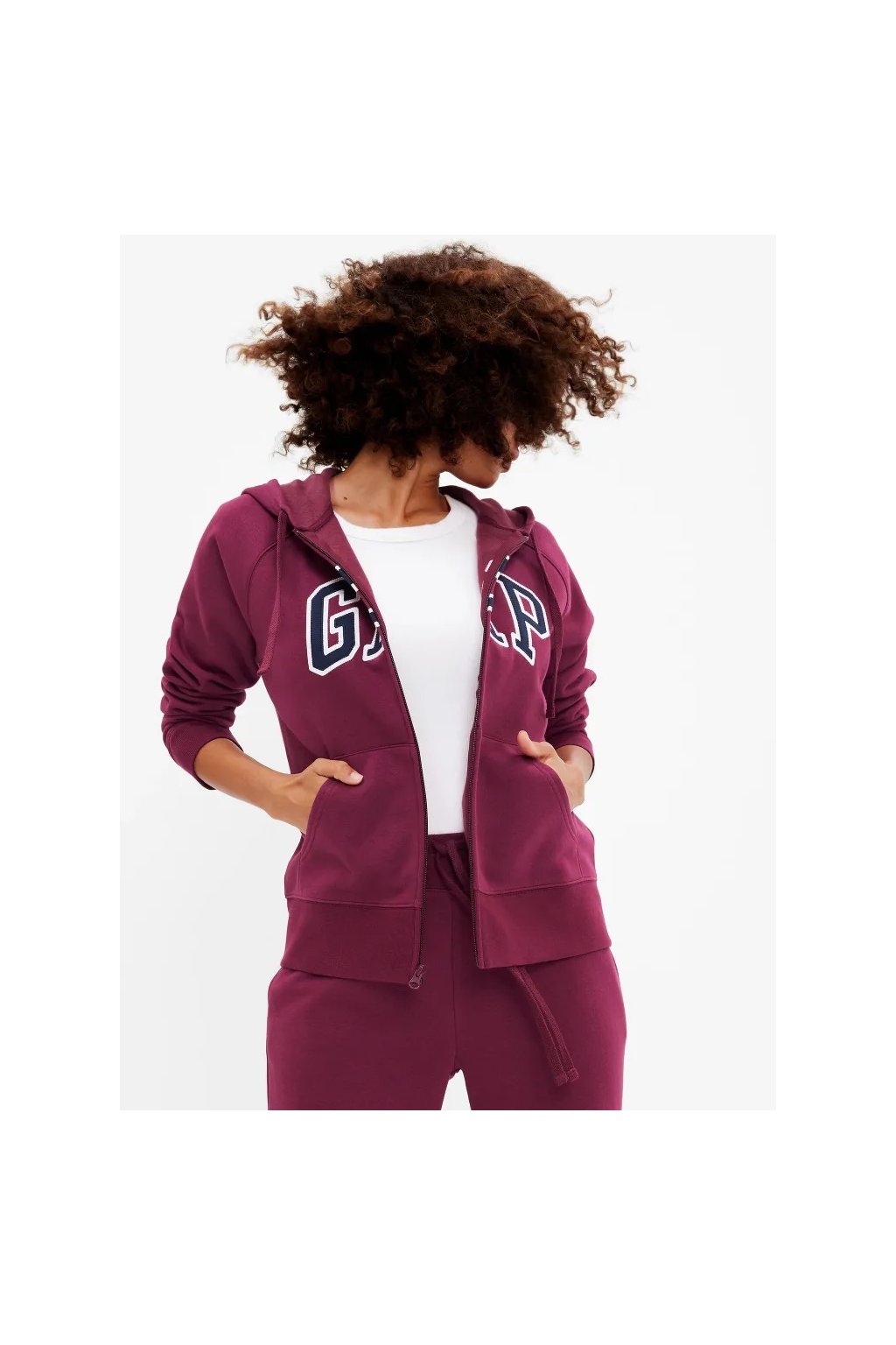 GAP HERITAGE Full Zip Hoodie dámská mikina vínová