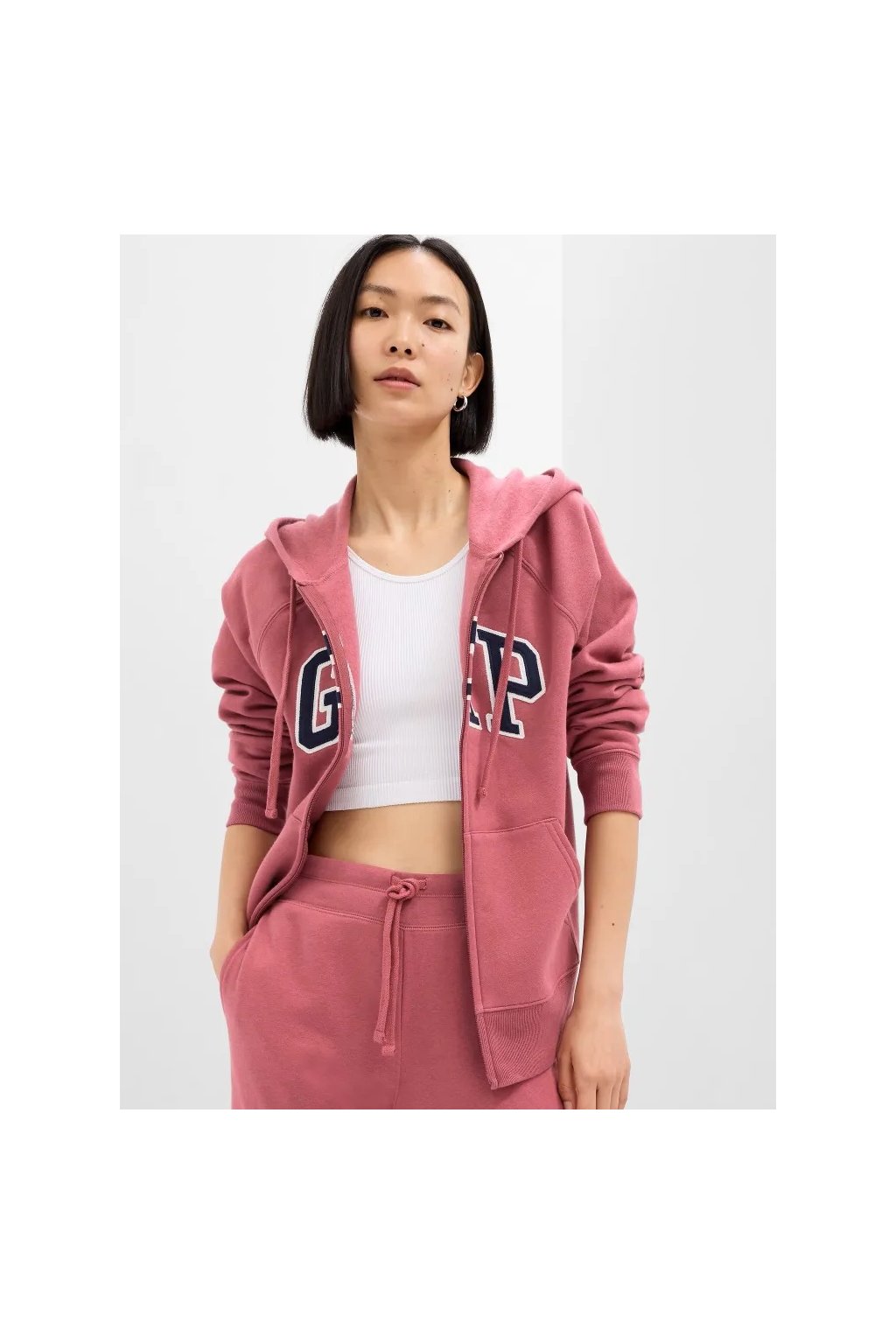GAP HERITAGE Full Zip Hoodie dámská mikina tmavě růžová