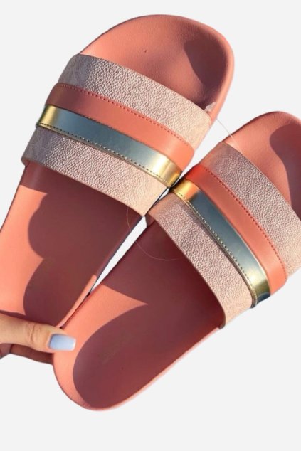 Pohodlné pantofle prémiové značky Michael Kors, model 49T1BDFA1B, barva sherbert multi