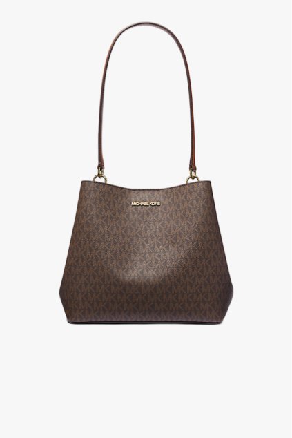 Michael Kors PRATT medium bucket shoulder brown monogram dámská kabelka