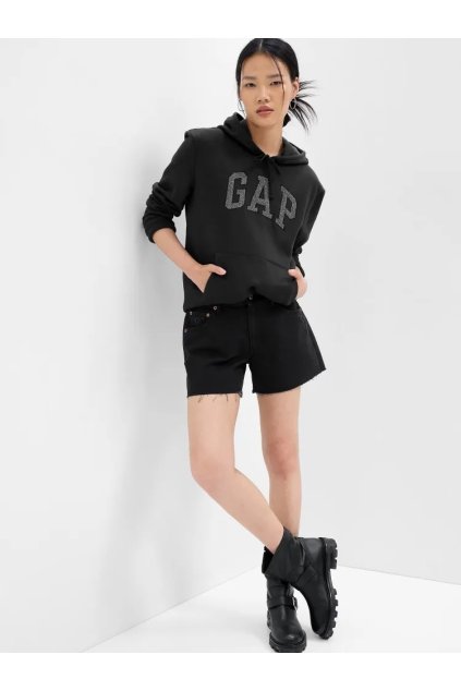 GAP Mikina s logem a kapucí černá (Velikost XXS)