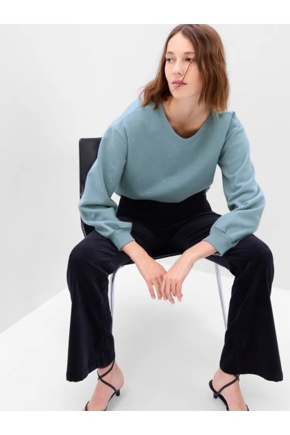 GAP Mikina vintage soft crop modrá s kamínky (Velikost XXL)