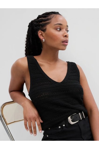GAP Háčkovaný tílkový top černá (Velikost XXL)
