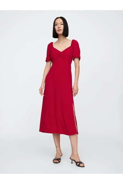 GAP Midi šaty s rozparkem červená (Velikost L)