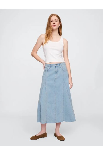 GAP Džínová maxi sukně UltraSoft modrá