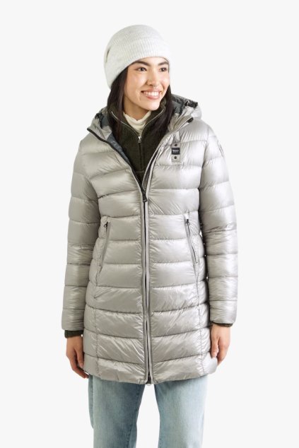 Blauer ADELAIDE dlouhá nylonová bunda stříbrně šedá