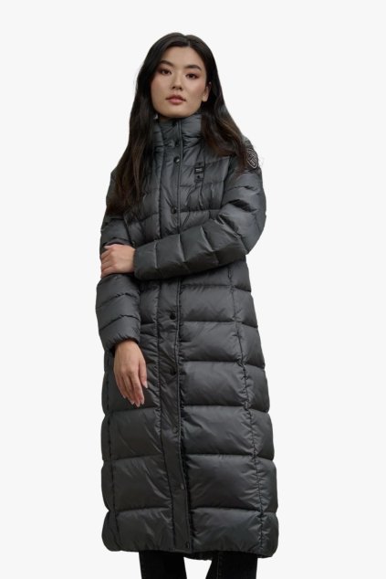 Blauer ANITA dlouhá dámská prošívaná péřová bunda s voděodpudivou úpravou šedá