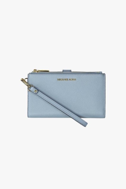 Michael Kors Adele Smartphone kožená pebbled peněženka vista blue zlaté kování